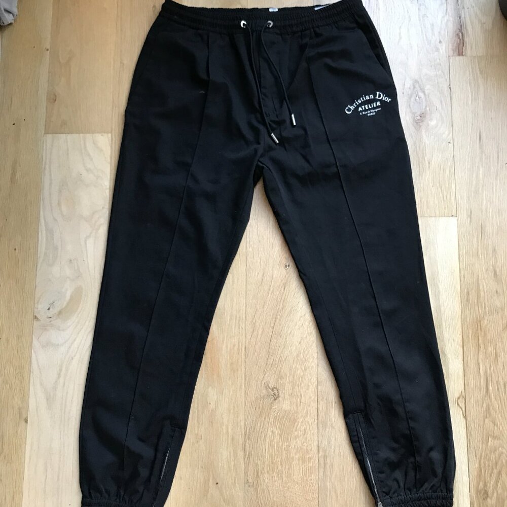 Christian Dior Atelier Black Jogger Pants | Drawstring Waist + Ankle Zips
